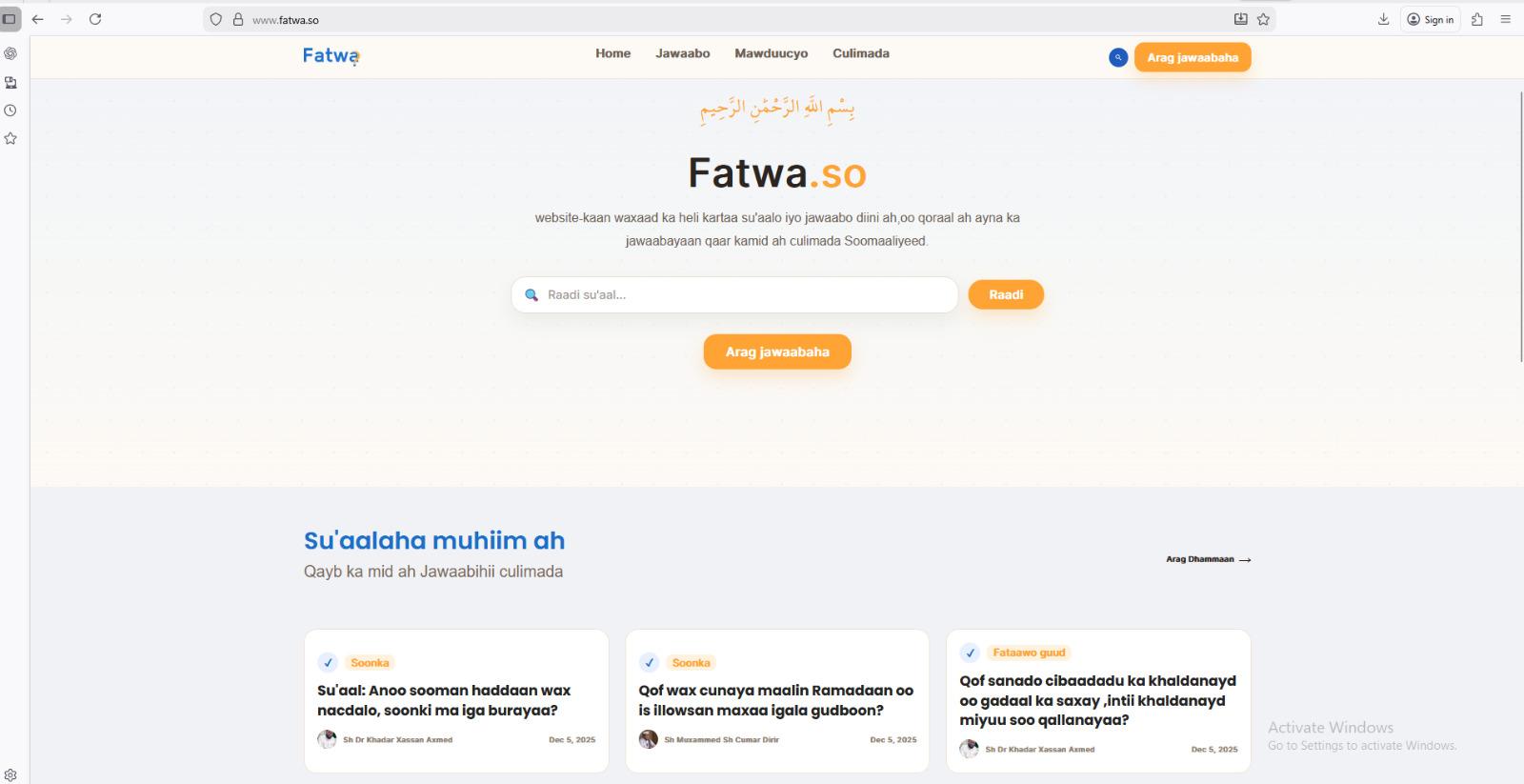 Somali Fatwa Web